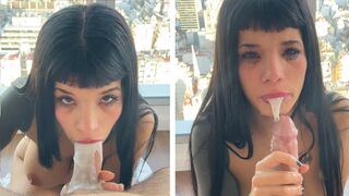 Sucking your Big Milky Cock! Cute Petite Teen with Big Tits loves Sucking it with lots of Milk!