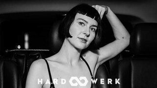 HARDWERK Skinny babe Delfine Dahlia is caged up and sucking multiple dicks